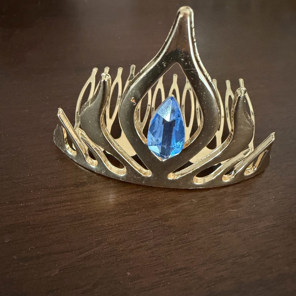Elsa costume Gold Tiara with Blue Gem